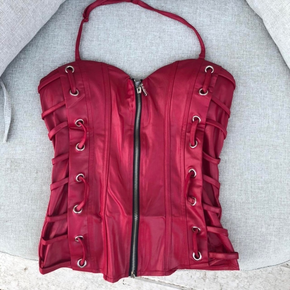 Pink removable halter top corset top M